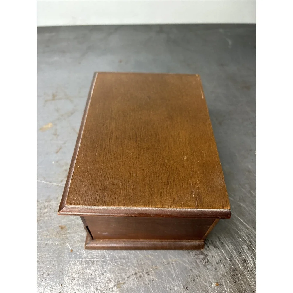 Vintage Wooden Himark 1 Drawer Small Jewelry Box Lined Compartments Mirror